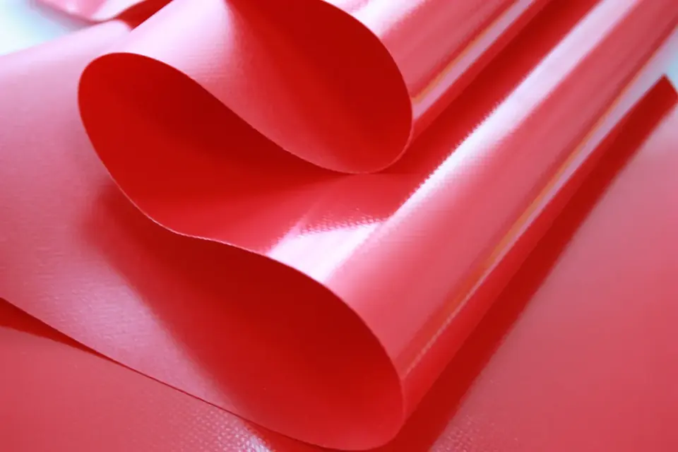 Architectural PVC Membrane 850 GSM · 1000D 23×24/sq.in PVC material evidence