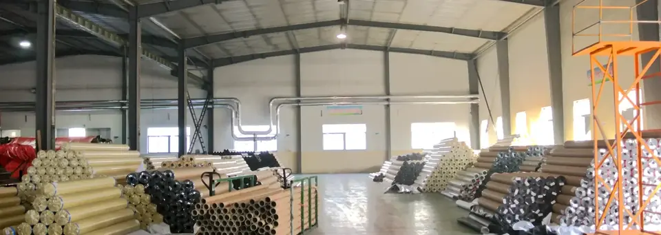 Finished PVC rolls in warehouse